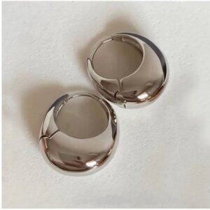 New! Anthropologie Mallory Silver French Huggie Earrings NWOT